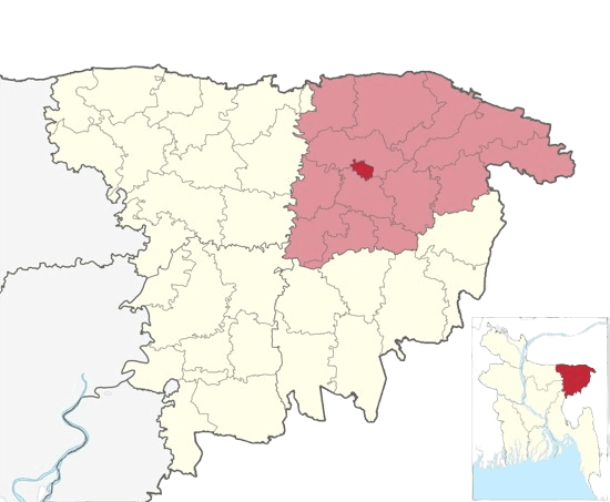 Location of Sylhet City Corporation in Sylhet Division